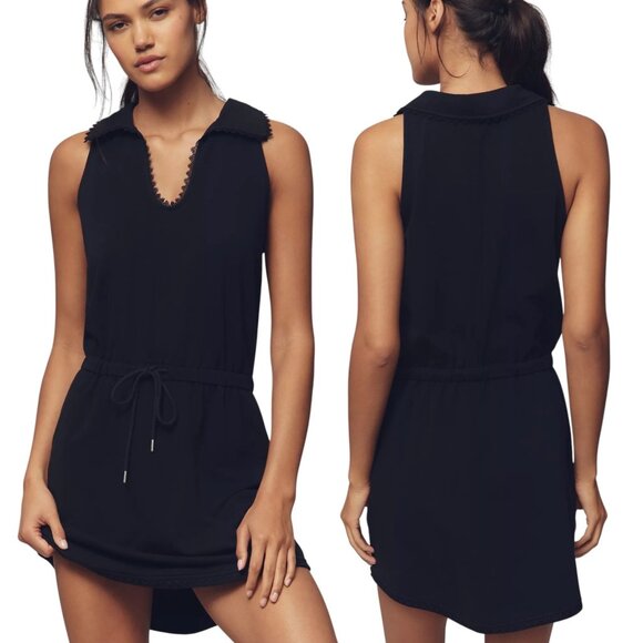Sundays by Wearesundays Carina Collared Mini Dress Black Drawstring Waist Large - Picture 3 of 8